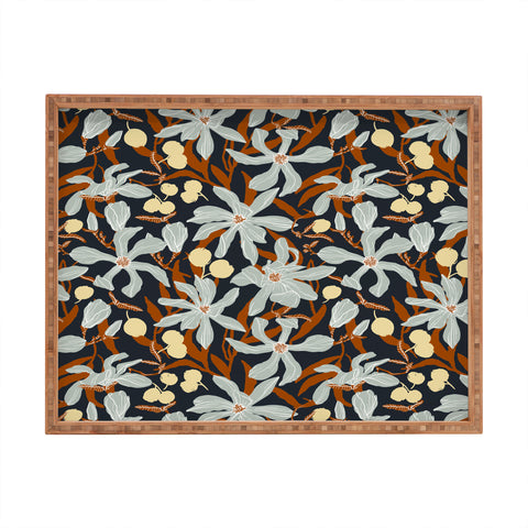 Marta Barragan Camarasa Spring dark garden tropical 23 Rectangular Tray