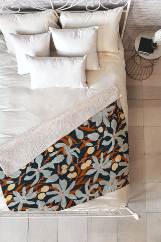 Marta Barragan Camarasa Spring dark garden tropical 23 Fleece Throw Blanket