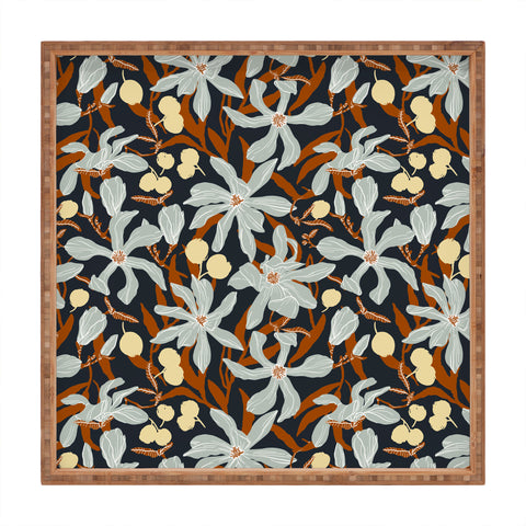 Marta Barragan Camarasa Spring dark garden tropical 23 Square Tray