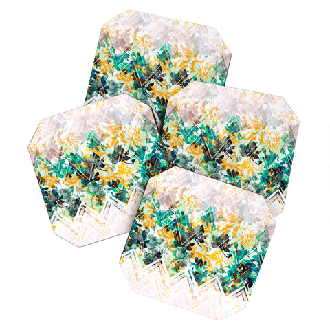 Marta Barragan Camarasa Spring Floral on a geometric background II Coaster Set