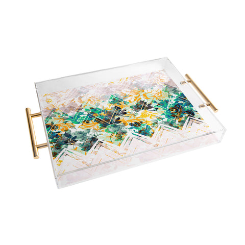 Marta Barragan Camarasa Spring Floral on a geometric background II Acrylic Tray