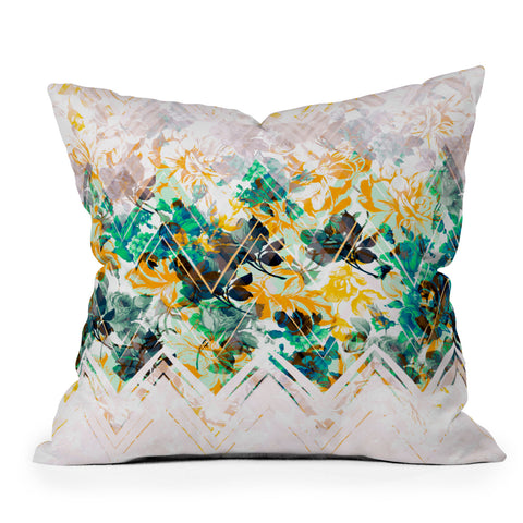 Marta Barragan Camarasa Spring Floral on a geometric background II Outdoor Throw Pillow