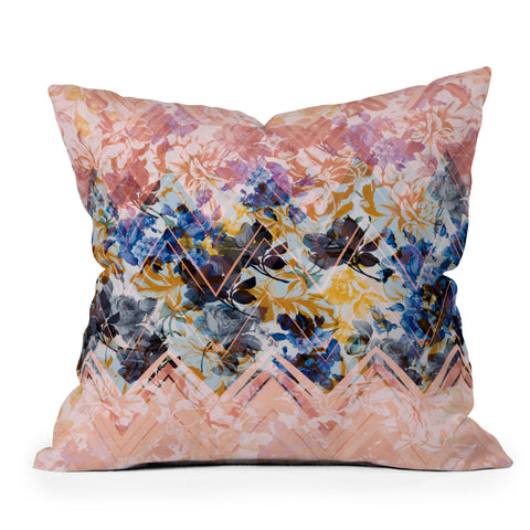 Marta Barragan Camarasa Spring Floral on a geometric background Outdoor Throw Pillow