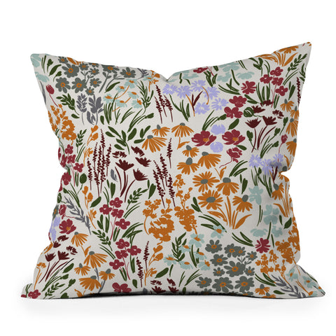 Marta Barragan Camarasa Spring flowery meadow 02 Outdoor Throw Pillow