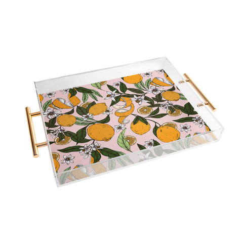 Marta Barragan Camarasa Succulent sweets oranges Acrylic Tray