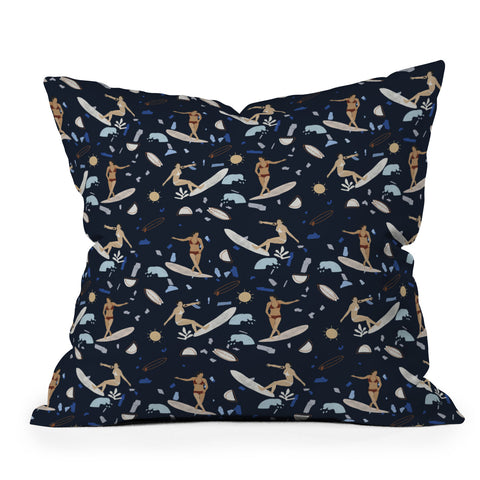 Marta Barragan Camarasa Surfing the terrazzo sea 2 Outdoor Throw Pillow
