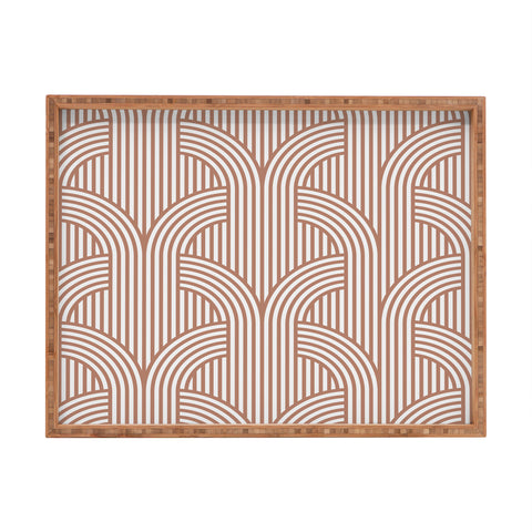Marta Barragan Camarasa Terracotta retro lines Rectangular Tray