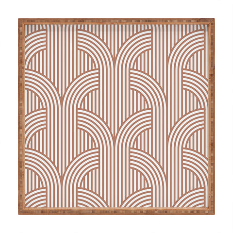 Marta Barragan Camarasa Terracotta retro lines Square Tray
