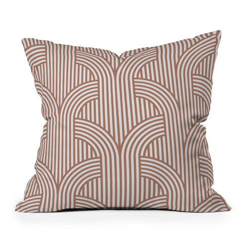 Marta Barragan Camarasa Terracotta retro lines Outdoor Throw Pillow
