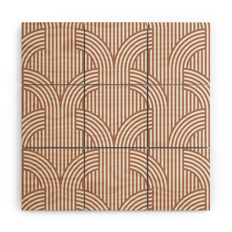 Marta Barragan Camarasa Terracotta retro lines Wood Wall Mural