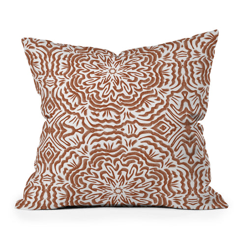 Marta Barragan Camarasa Terracotta strokes pattern Outdoor Throw Pillow