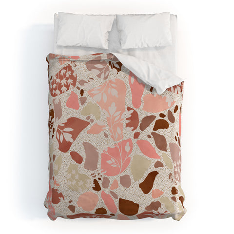Marta Barragan Camarasa Terrazzo of dots and plants Duvet Cover