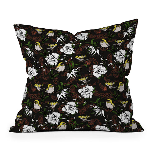 Marta Barragan Camarasa The Birds of Paradise and the Paisley Garden Outdoor Throw Pillow