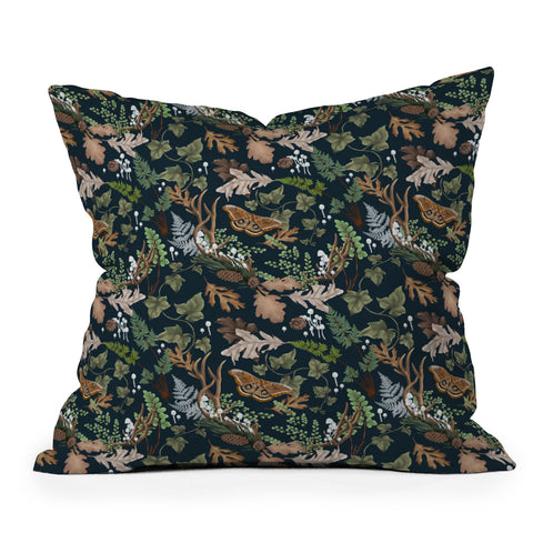 Marta Barragan Camarasa The dark and leafy forest Outdoor Throw Pillow