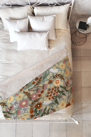 Marta Barragan Camarasa The leafy garden 23E Fleece Throw Blanket