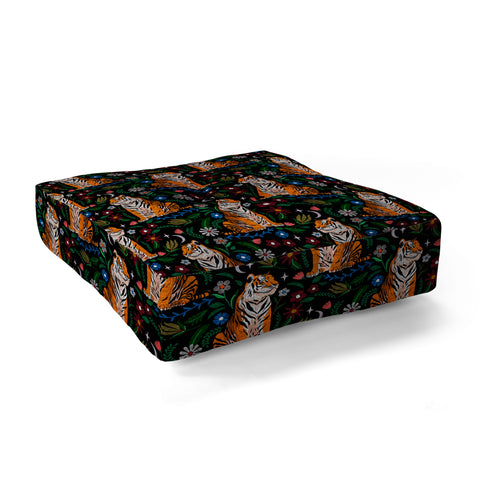 Marta Barragan Camarasa Tiger Blooming Night Floor Pillow Square