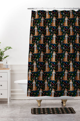 Marta Barragan Camarasa Tiger Blooming Night Shower Curtain And Mat