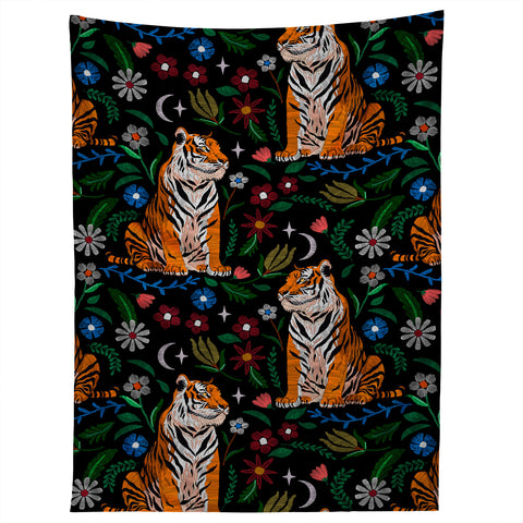 Marta Barragan Camarasa Tiger Blooming Night Tapestry