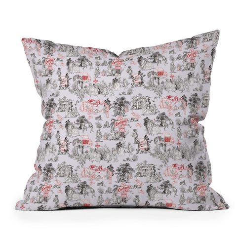 Marta Barragan Camarasa Toile de Jouy Between eras Outdoor Throw Pillow
