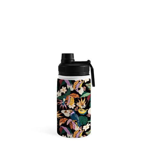 Marta Barragan Camarasa Toucans colorful dark jungle A Water Bottle
