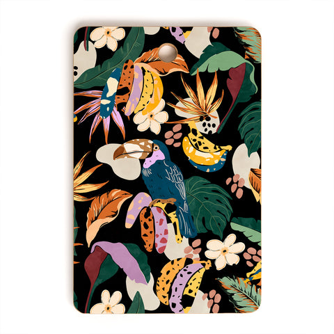 Marta Barragan Camarasa Toucans colorful dark jungle A Cutting Board Rectangle