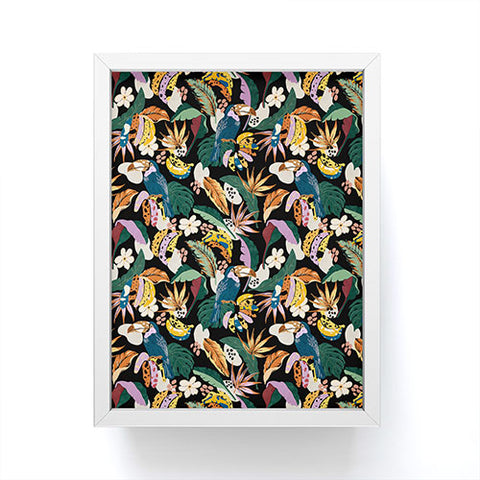Marta Barragan Camarasa Toucans colorful dark jungle A Framed Mini Art Print