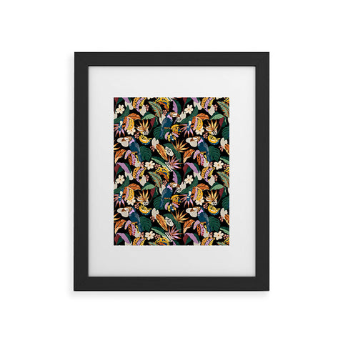 Marta Barragan Camarasa Toucans colorful dark jungle A Framed Art Print