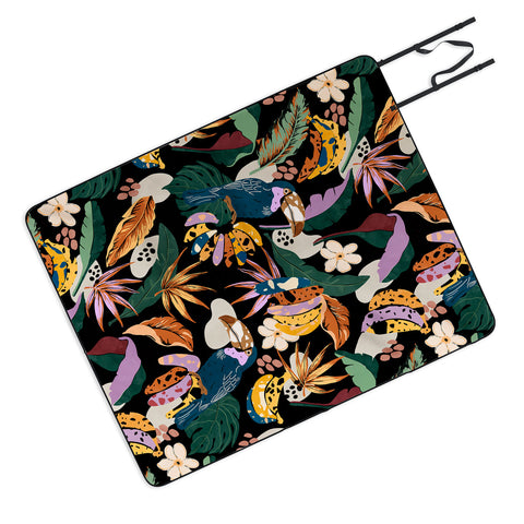 Marta Barragan Camarasa Toucans colorful dark jungle A Picnic Blanket
