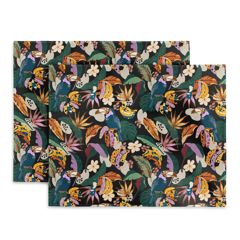 Marta Barragan Camarasa Toucans colorful dark jungle A Placemat