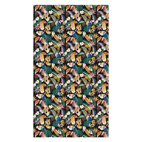 Marta Barragan Camarasa Toucans colorful dark jungle A Tablecloth