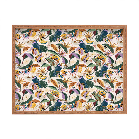 Marta Barragan Camarasa Toucans wild tropical nature Rectangular Tray