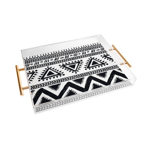 Marta Barragan Camarasa Tribal black and white Acrylic Tray