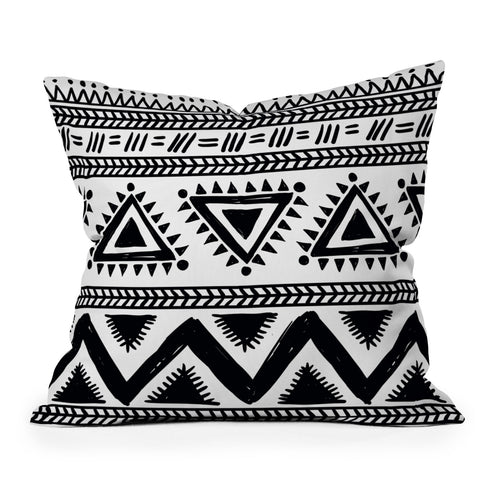 Marta Barragan Camarasa Tribal black and white Outdoor Throw Pillow