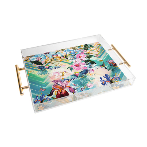 Marta Barragan Camarasa Tropical Flowery Fractal Acrylic Tray