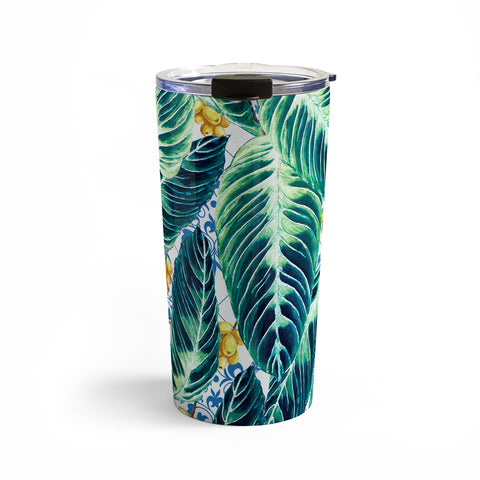 Marta Barragan Camarasa Tropical leaf on ornamental pattern Travel Mug