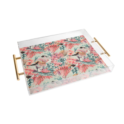 Marta Barragan Camarasa Tropical paradise pink Acrylic Tray