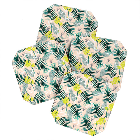 Marta Barragan Camarasa Tropical pattern leaf and pineapple Coaster Set