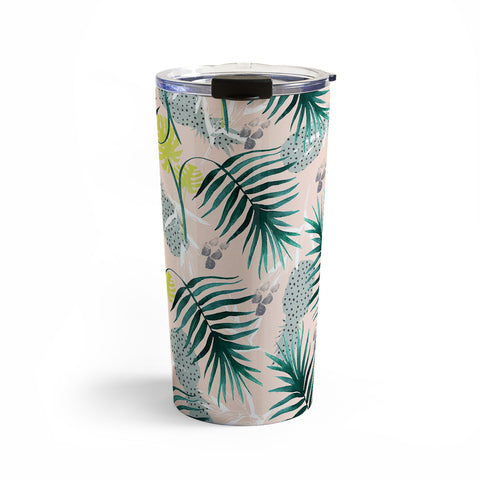 Marta Barragan Camarasa Tropical pattern leaf and pineapple Travel Mug