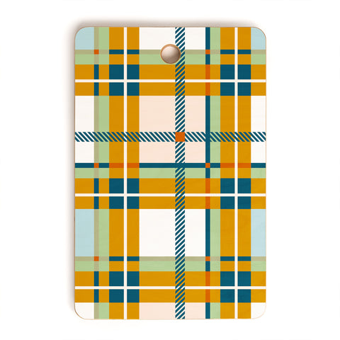 Marta Barragan Camarasa Warm Plaid Fusion Cutting Board Rectangle