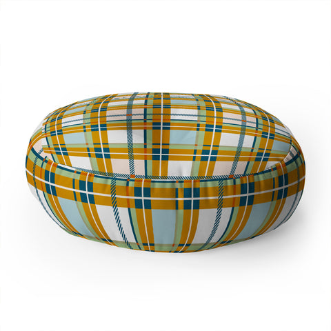 Marta Barragan Camarasa Warm Plaid Fusion Floor Pillow Round