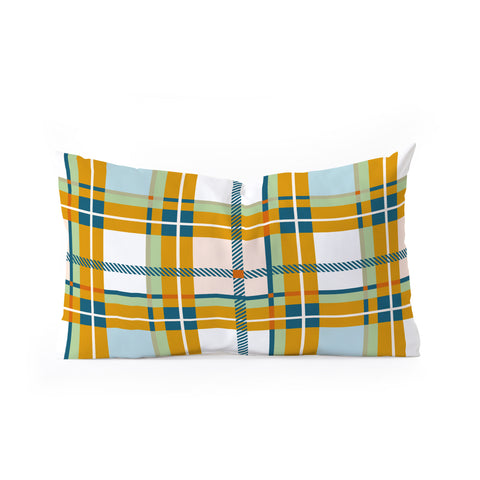 Marta Barragan Camarasa Warm Plaid Fusion Oblong Throw Pillow