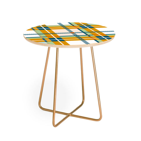 Marta Barragan Camarasa Warm Plaid Fusion Round Side Table