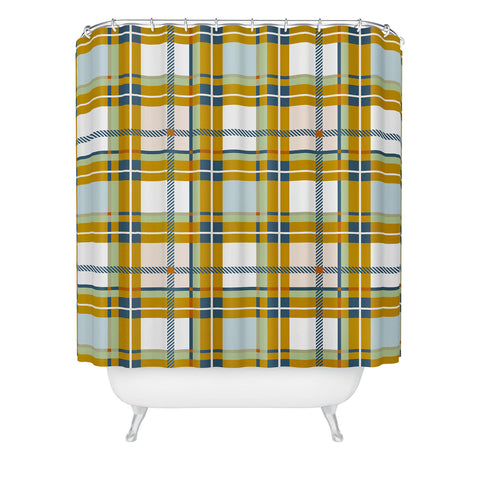 Marta Barragan Camarasa Warm Plaid Fusion Shower Curtain