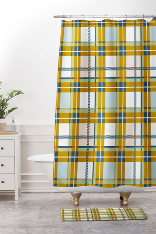 Marta Barragan Camarasa Warm Plaid Fusion Shower Curtain And Mat