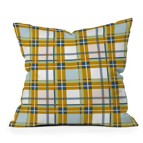 Marta Barragan Camarasa Warm Plaid Fusion Throw Pillow