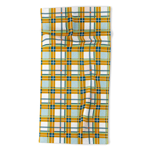 Marta Barragan Camarasa Warm Plaid Fusion Beach Towel