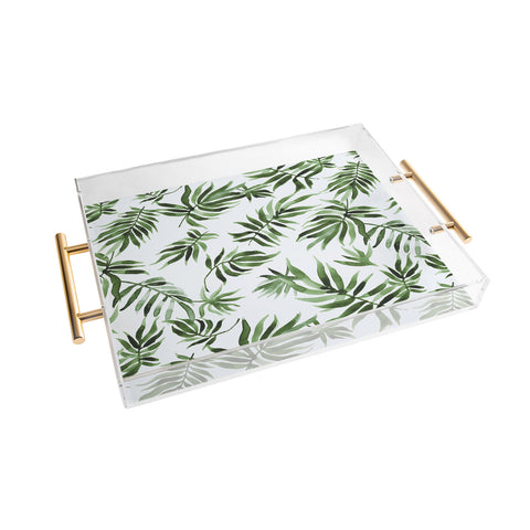Marta Barragan Camarasa Watercolor green leaf Acrylic Tray