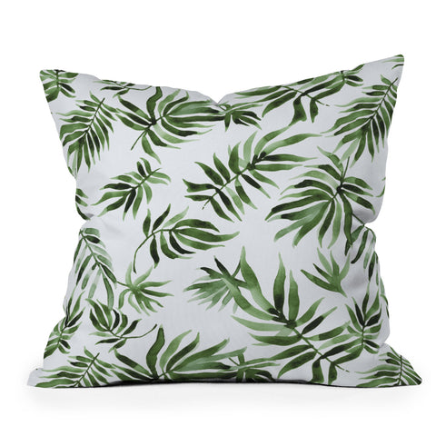Marta Barragan Camarasa Watercolor green leaf Outdoor Throw Pillow