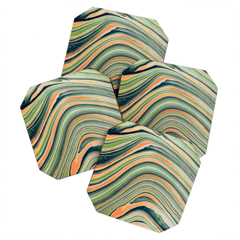 Marta Barragan Camarasa Watercolor marble waves Coaster Set