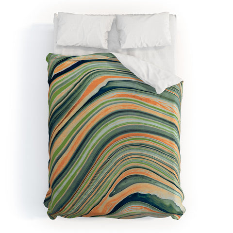 Marta Barragan Camarasa Watercolor marble waves Duvet Cover